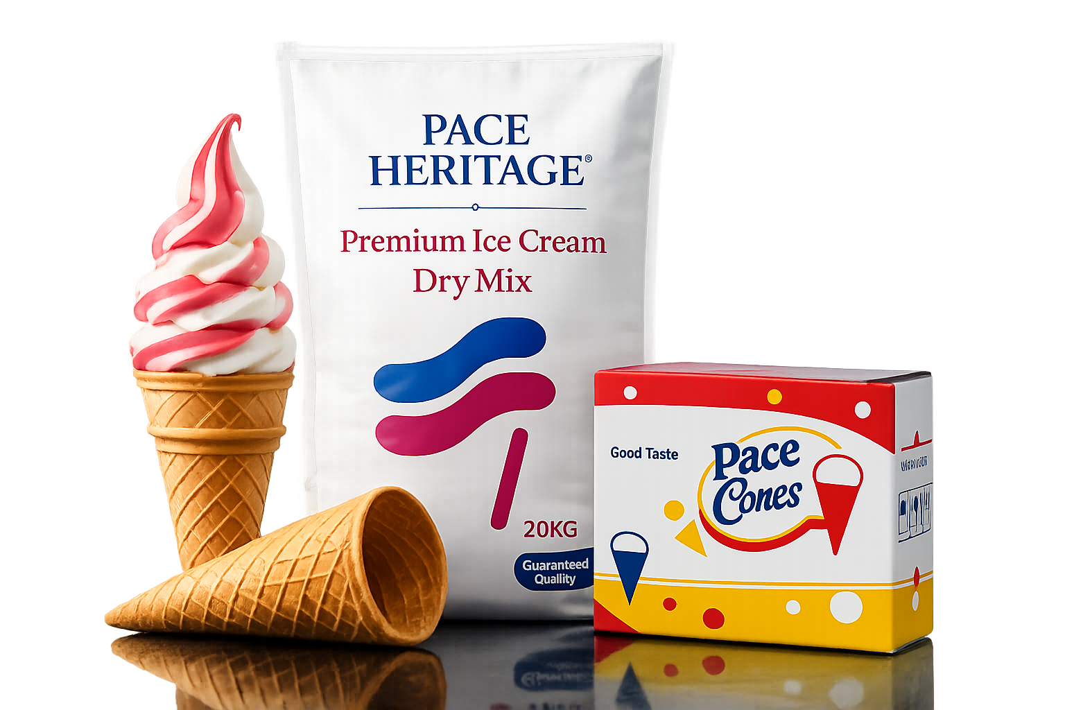 Pace Heritage ice cream, cones, and dry mix products